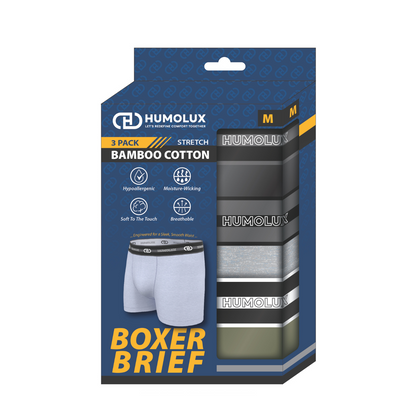 3-Pack Combo Boxer Set (BLK/GRY/BLK)