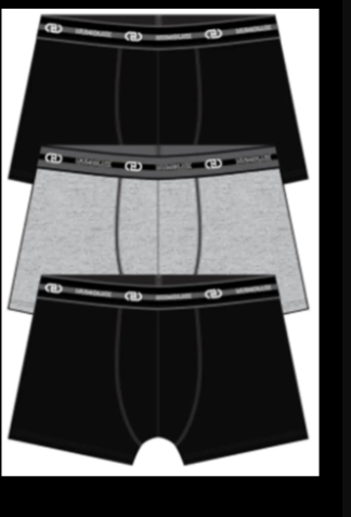 3-Pack Combo Boxer Set (BLK/GRY/BLK)